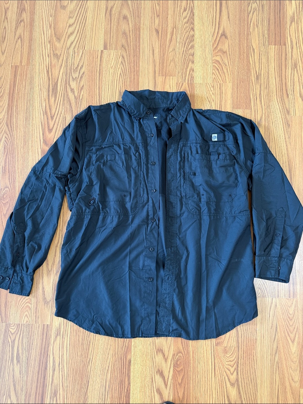 Reel Legends Black Men's Casual Long-Sleeve Button Down Shirt